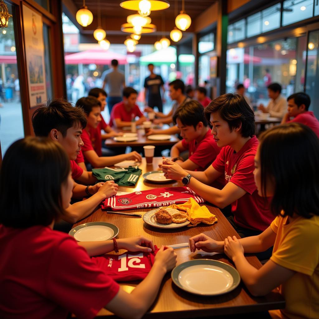 Vietnamese Football Fans Trading Merchandise