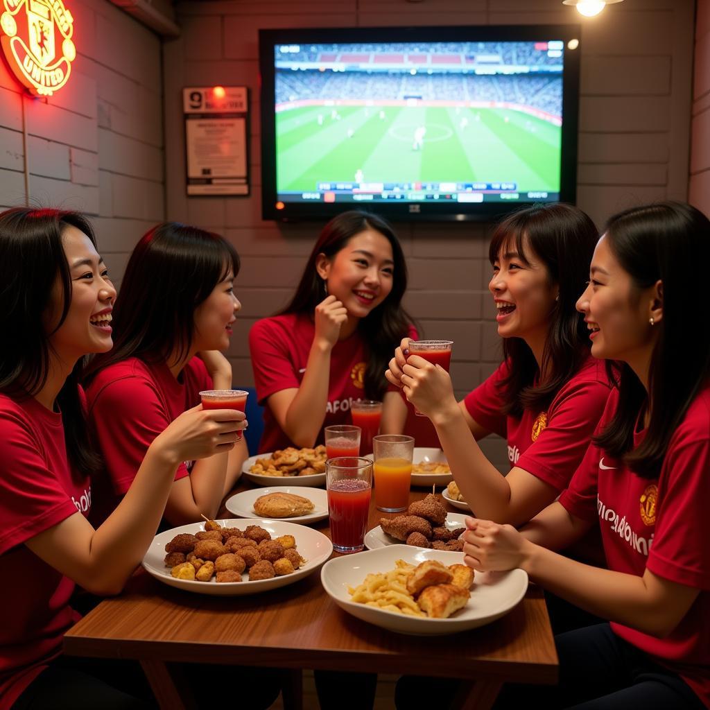 Vietnamese female Manchester United supporters at a local gathering