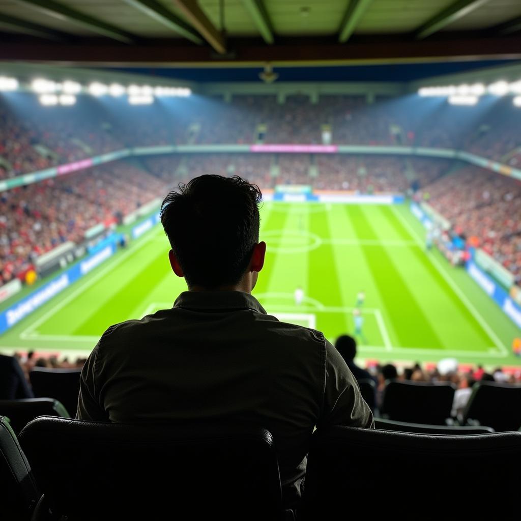 Fan Huu Duong watching a local football match 