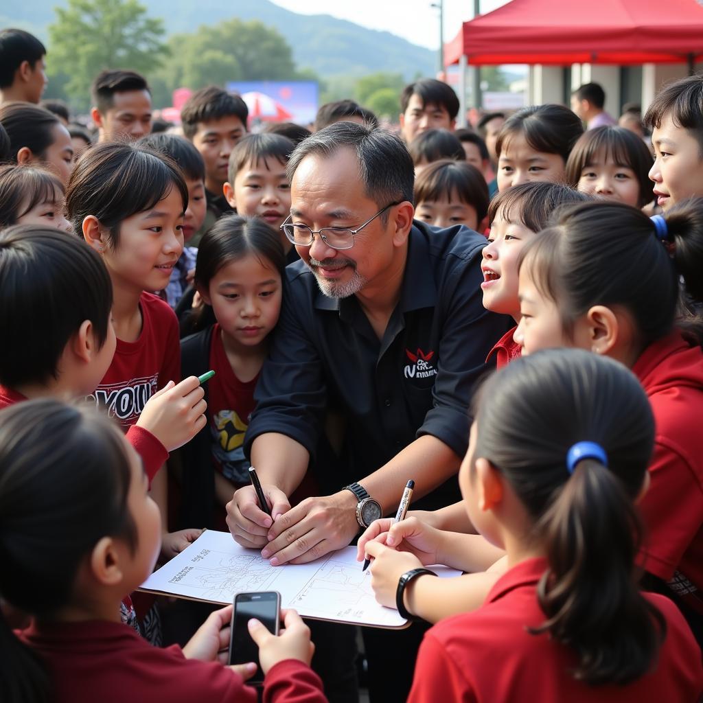 Fan Huu Duong interacting with fans