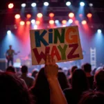 Fan holding up a King Wayz sign at a concert