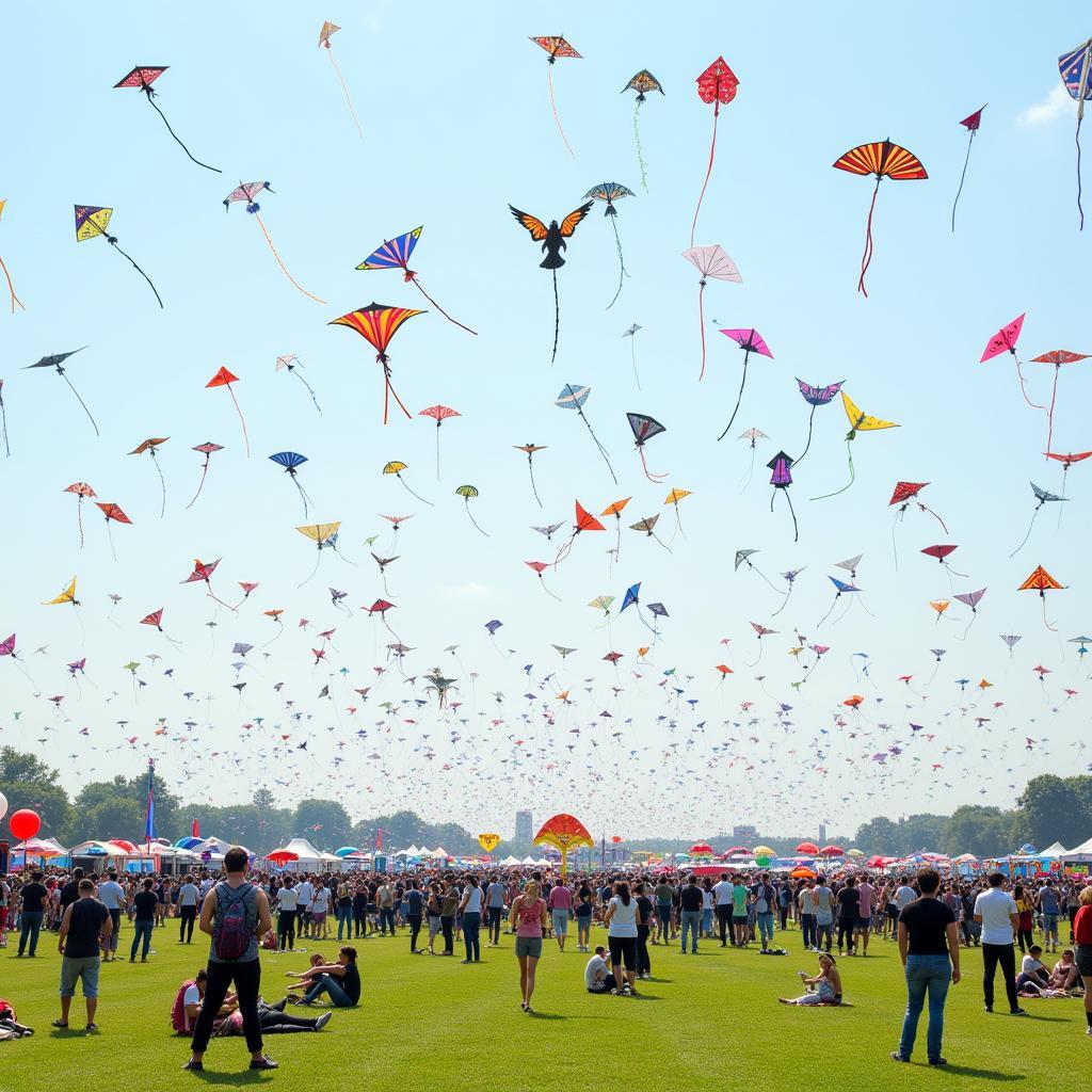 Colorful Fan Kites at a Festival