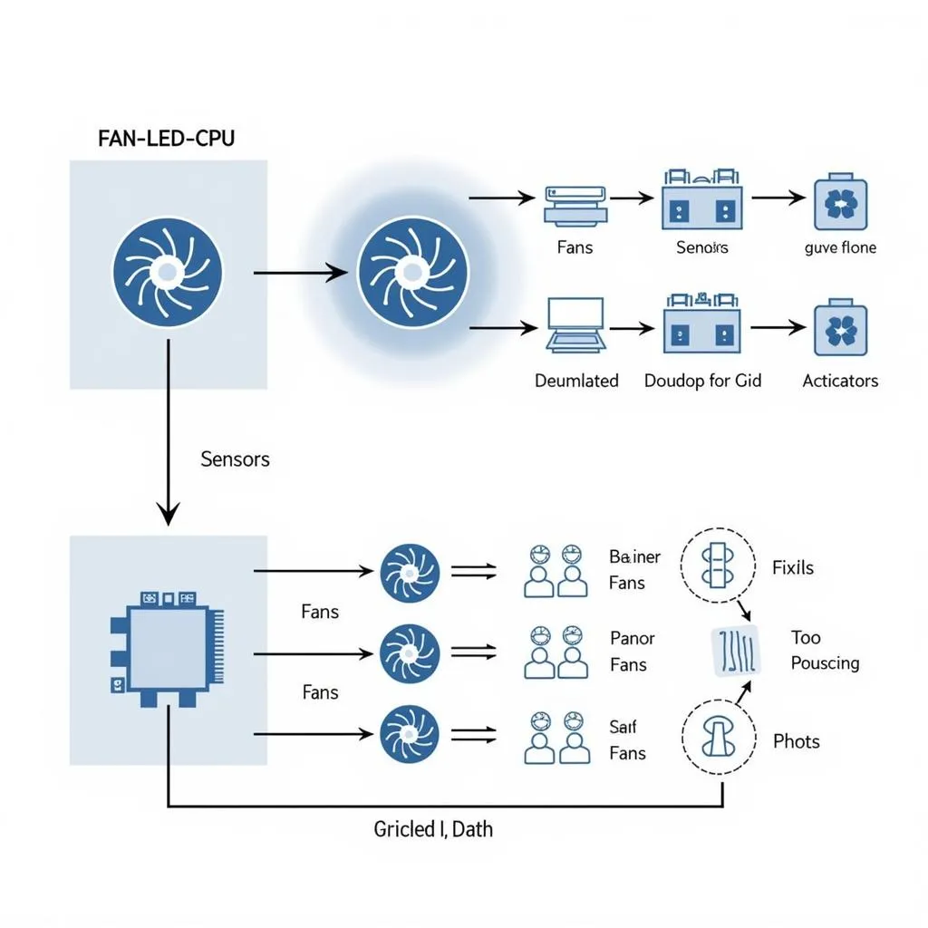 A diagram illustrating the concept of fan-led CPU