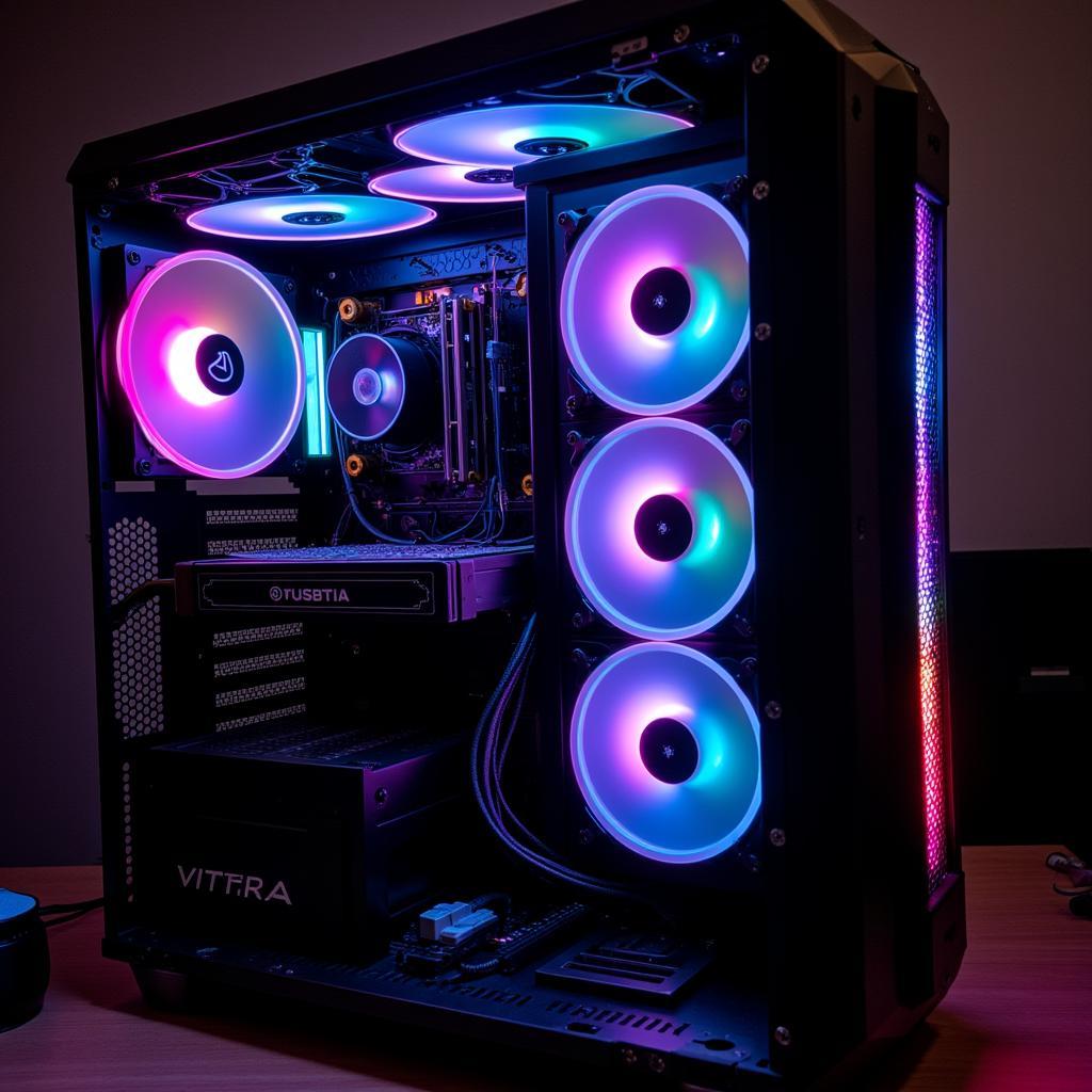 Custom PC build with fan-led Vitra components