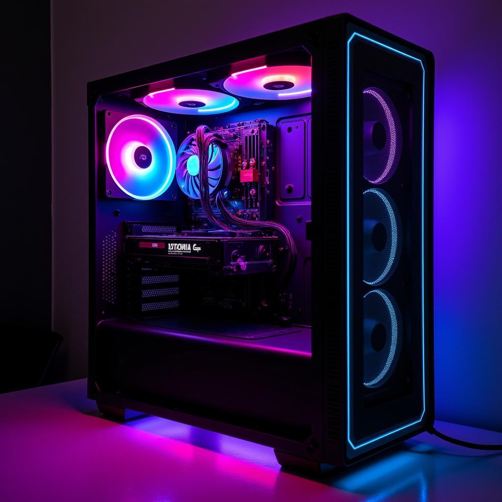 PC Setup with Fan Led Zing RGB An Phat Lights