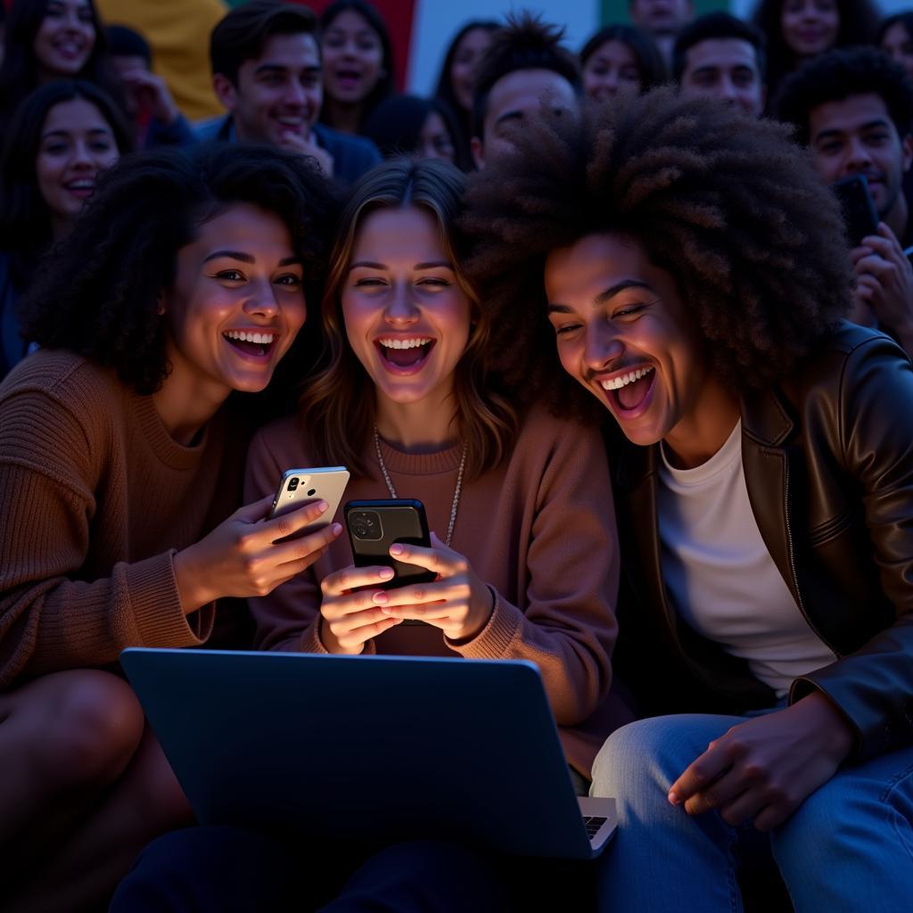 Fans watching a live-streamed concert on their devices