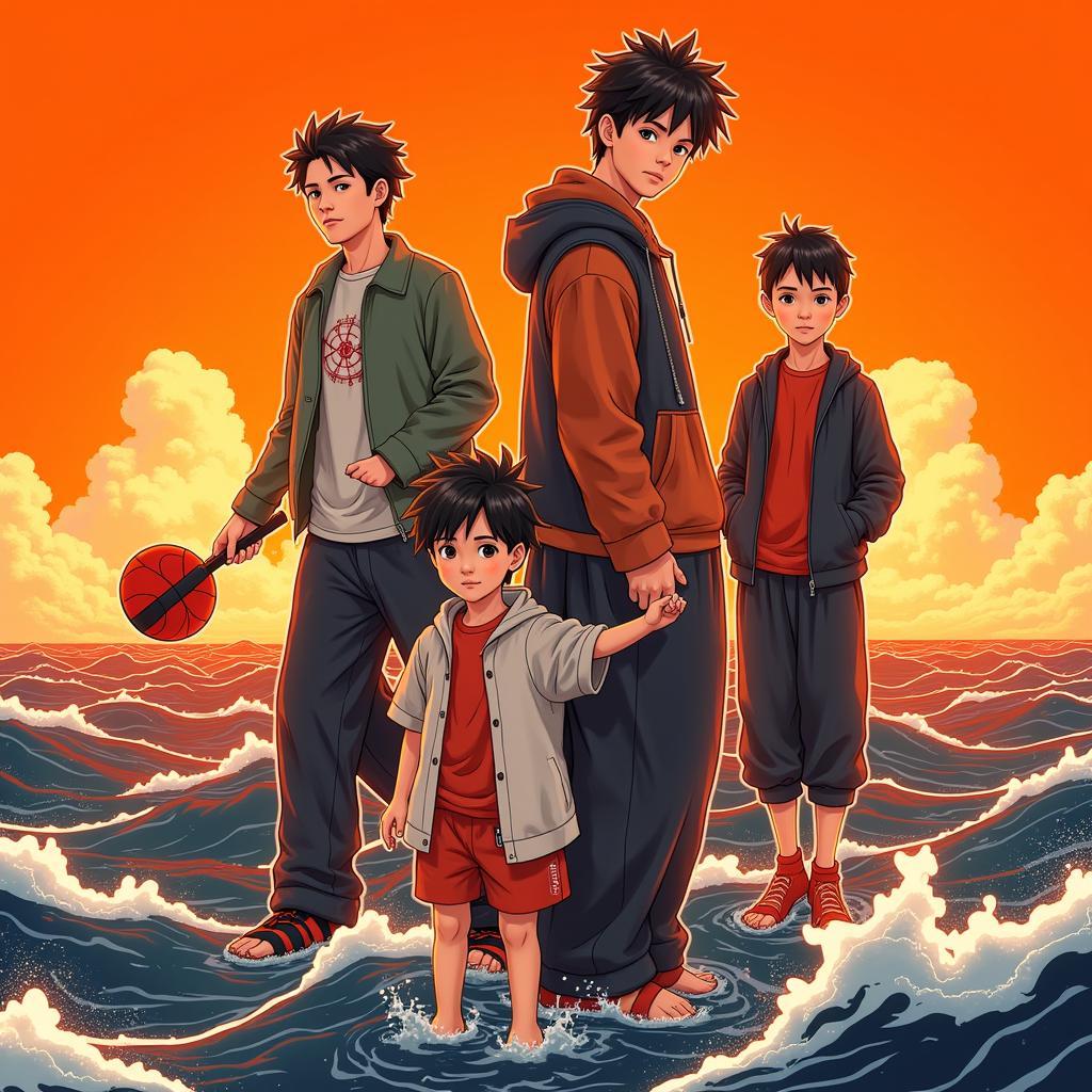 Fan-Created Digital Artwork of TFBOYS and the Orange Sea