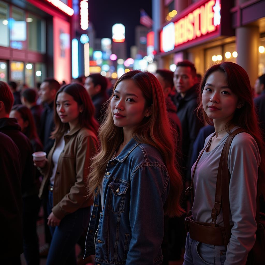 Fans crowding a movie theater on opening weekend