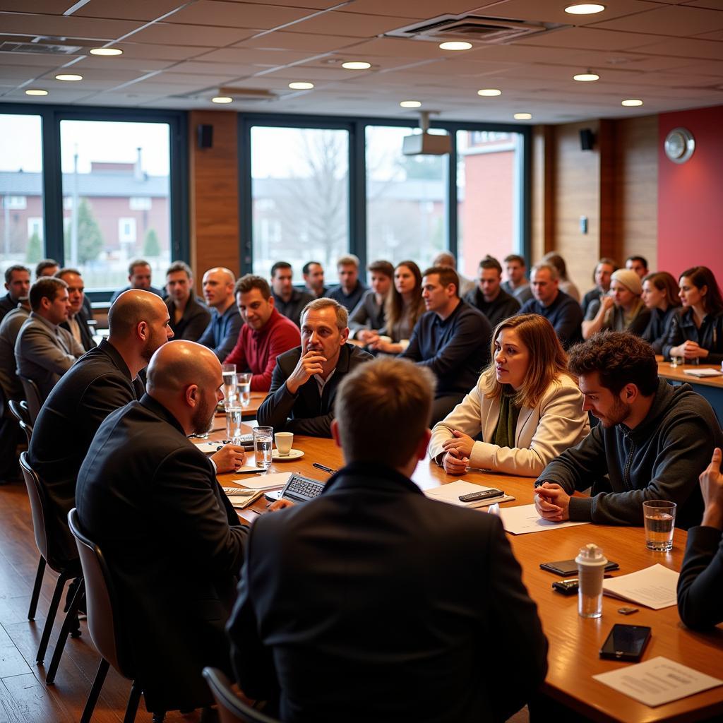 supporters at a fan ownership meeting