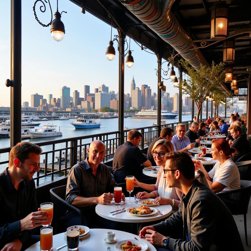 Outdoor dining at a restaurant near Fan Pier Blvd Boston