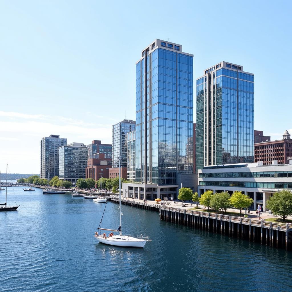 Modern office buildings at Fan Pier Blvd Boston