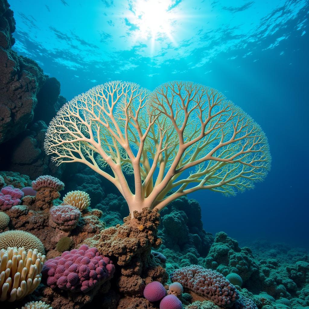 Fan-Shaped Coral Formation in a Reef Ecosystem