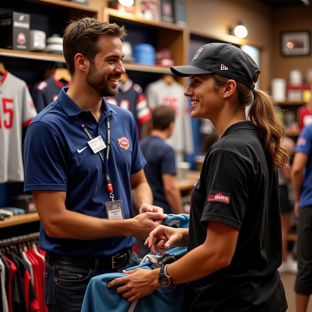 Friendly and Knowledgeable Staff Assisting a Customer in Fan Shop LV3