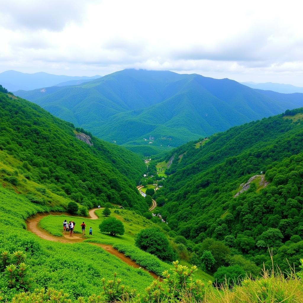 Scenic view of the two-day trek landscape on Fan Si Pan