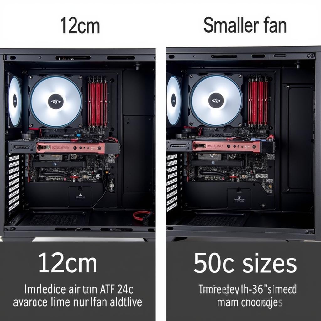 Comparing fan sizes inside a PC case