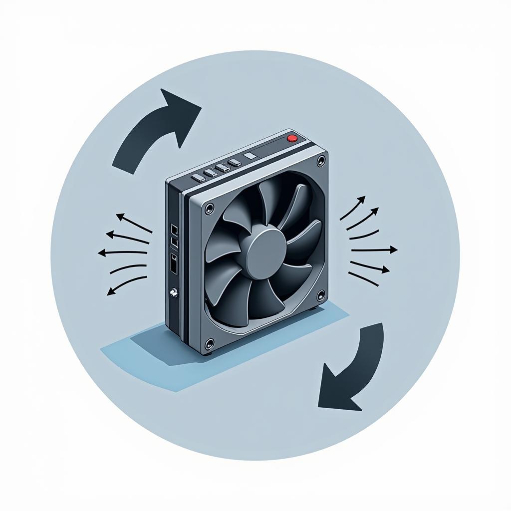 Illustration of a computer fan with adjustable speed settings