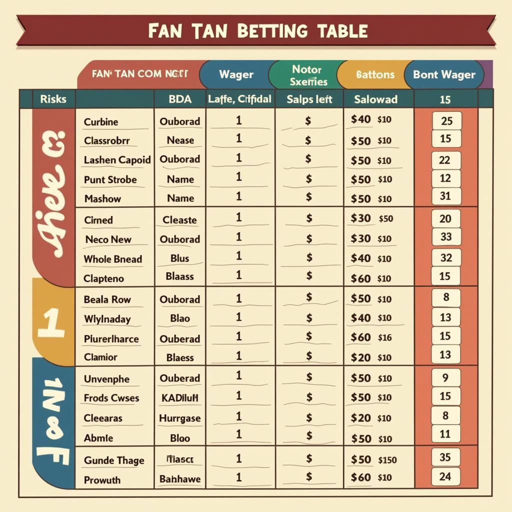 Fan Tan Betting Table