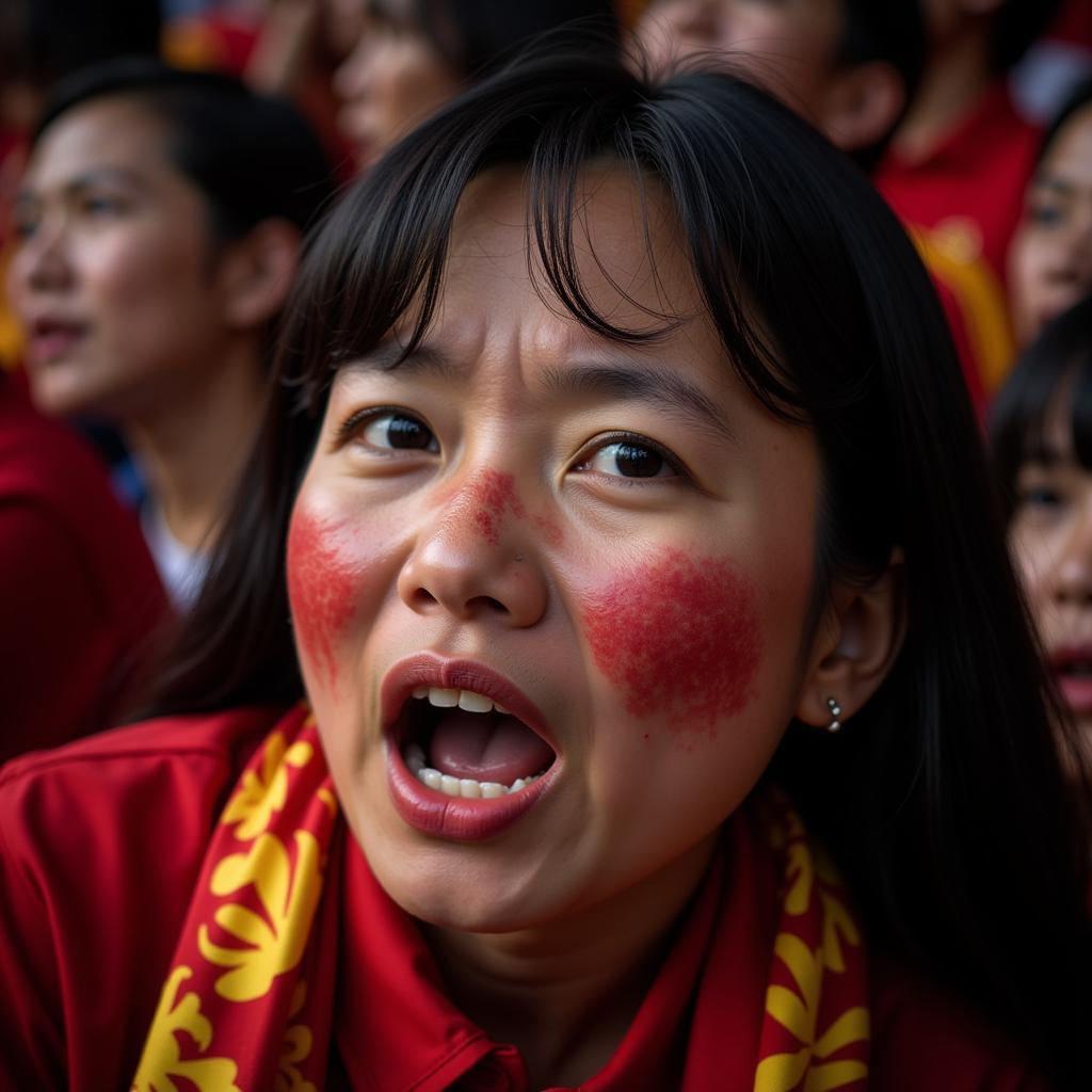 Vietnamese Football Fan Expressing Emotion