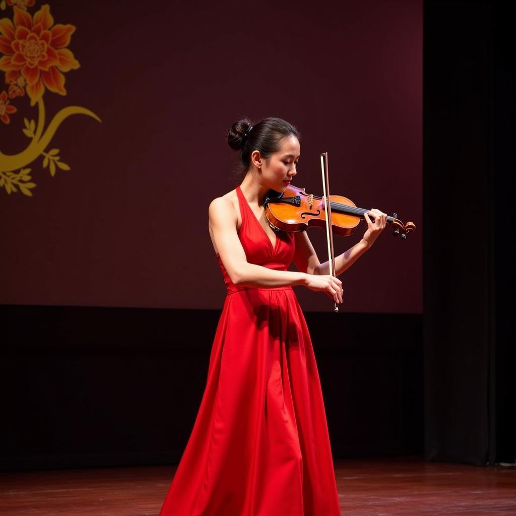 Fan Ting performing a Chinese folk melody