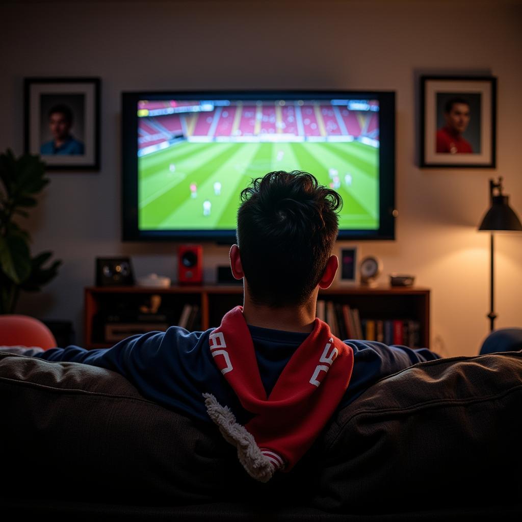 Fan Watching Game at Home