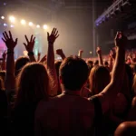 Fans cheering at a concert