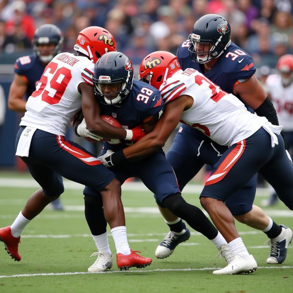 Multiple Defenders Executing a Fan Wrap Tackle