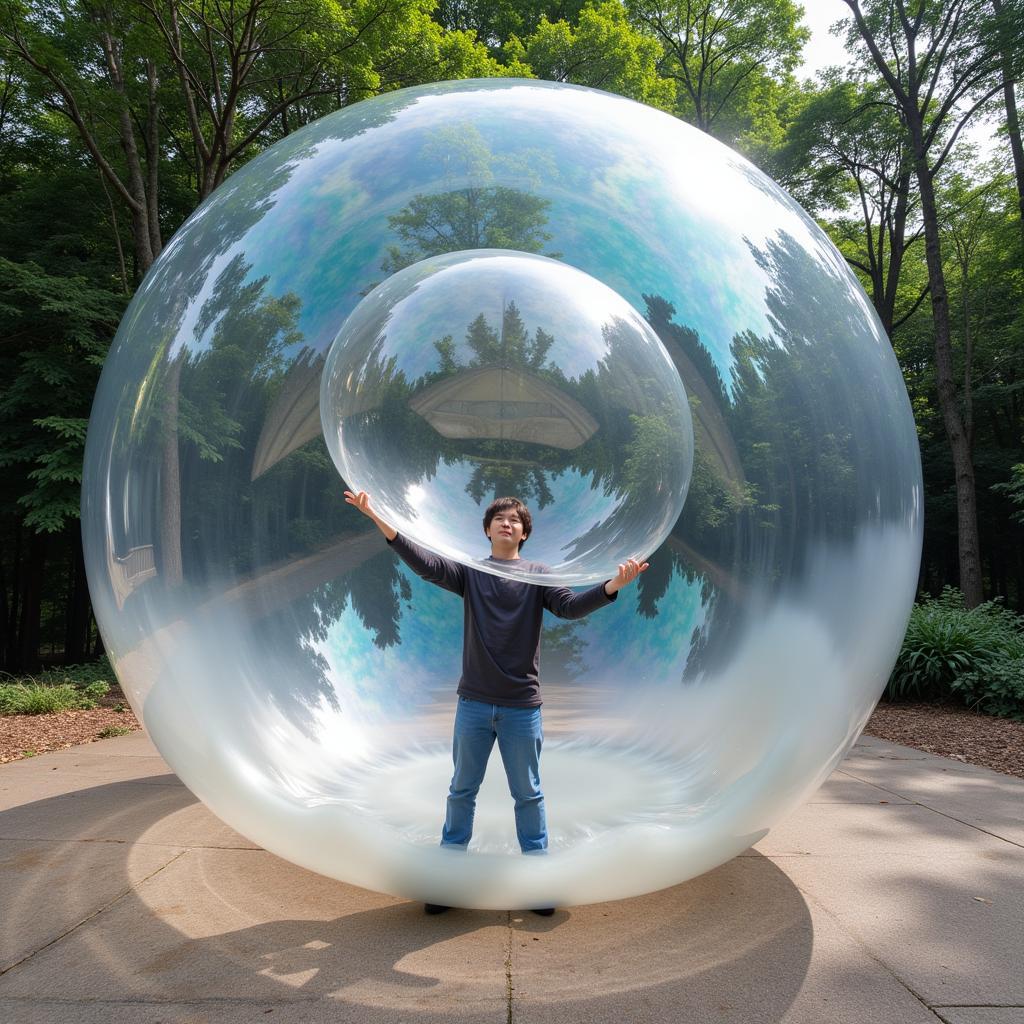 Fan Yang with a bubble inside a bubble