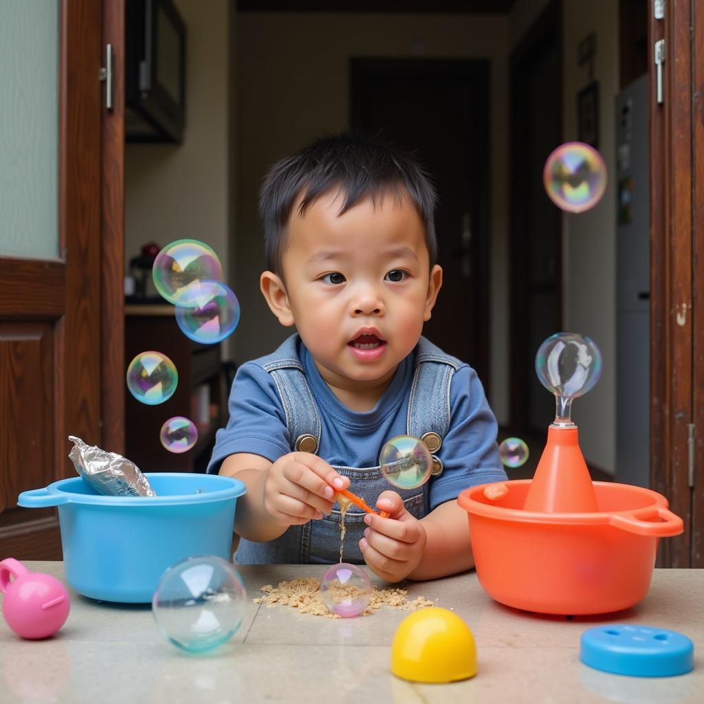 Fan Yang in his early days as a bubble artist