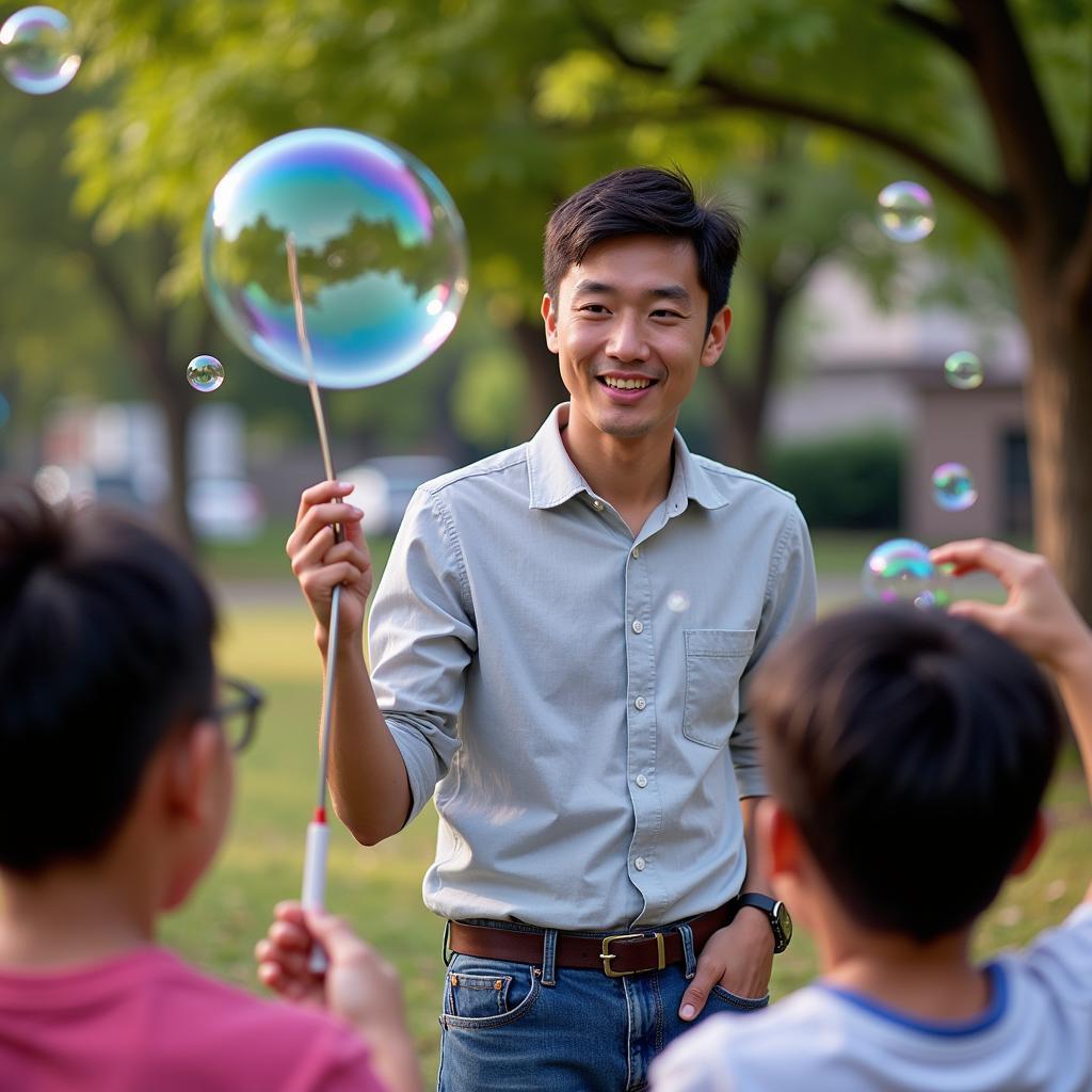 Fan Yang teaching bubble making