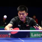 Fan Zhendong Executing a Powerful Forehand Drive