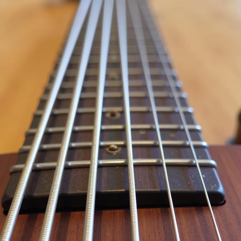 Close-up of Fanned Frets on a Bass Guitar