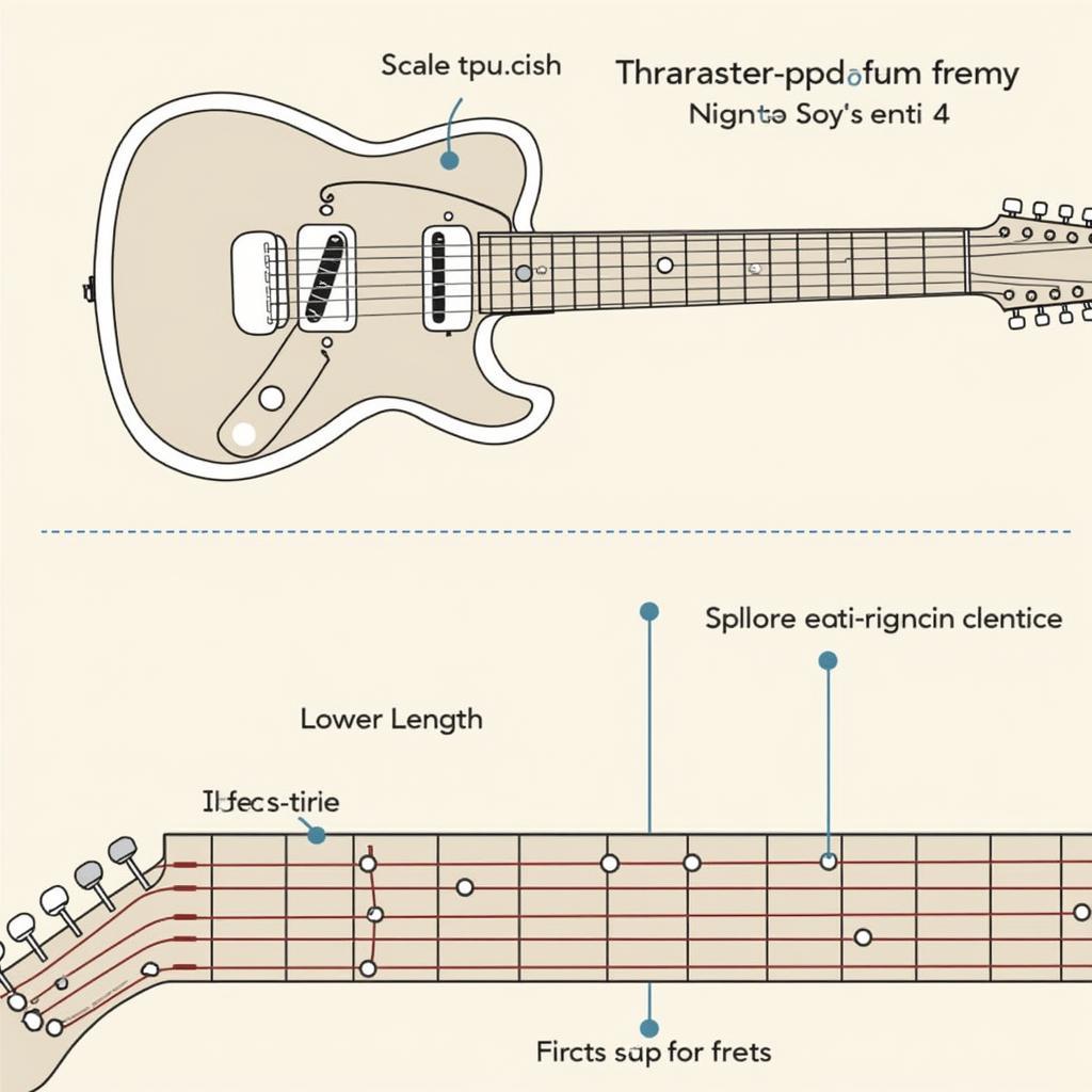 Diagram of fanned frets on a guitar