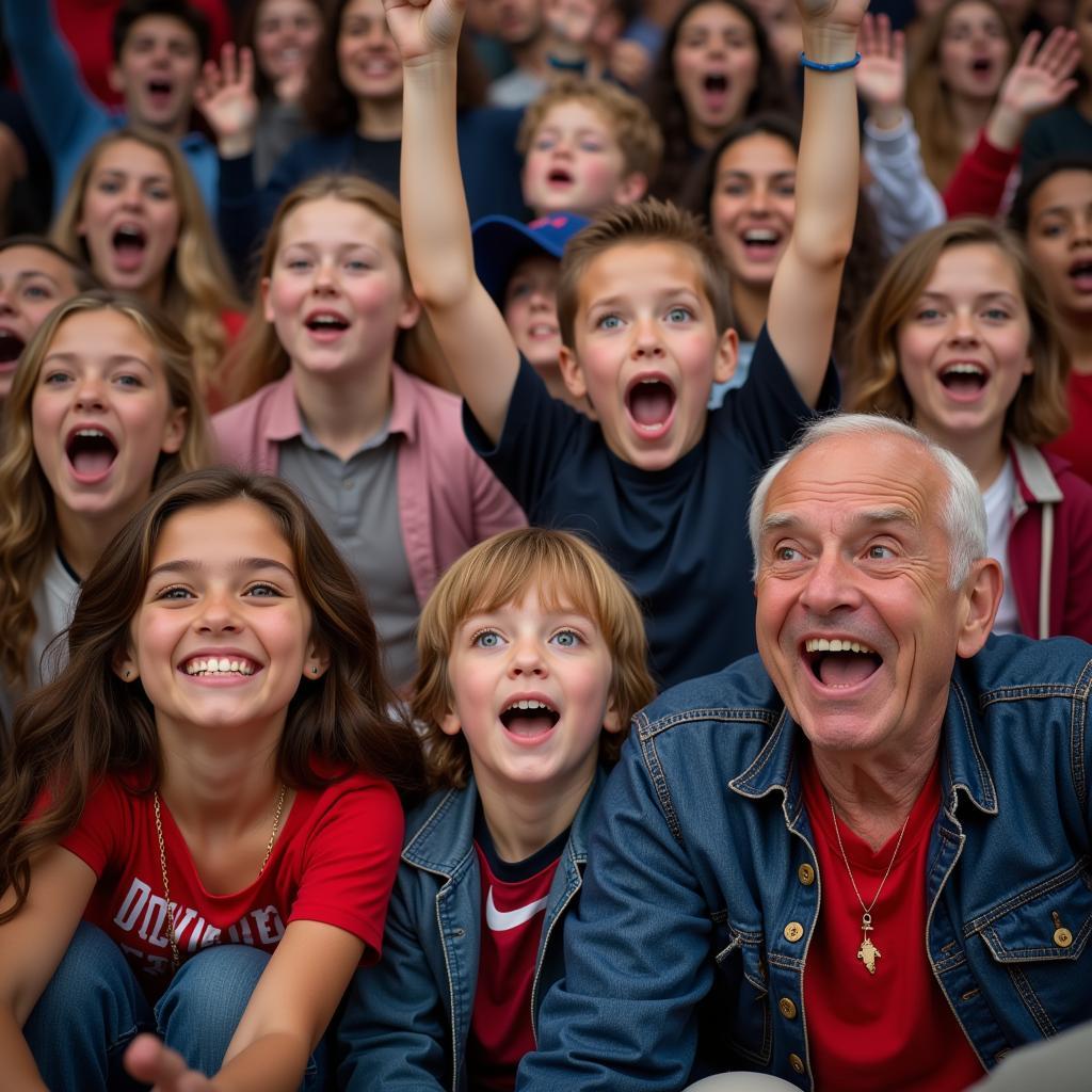 Fans of all ages cheering for their team