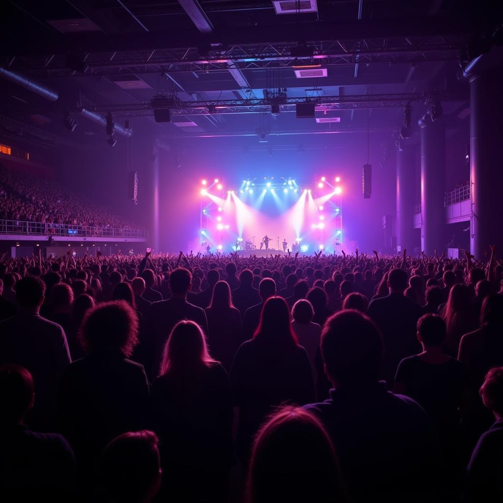 Fans at a concert, fully immersed in the experience