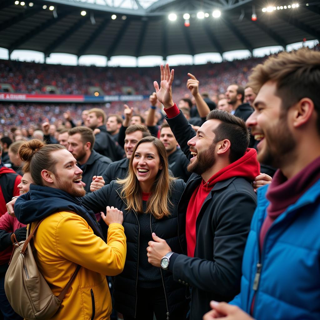 Fans Celebrating a Goal with Respect and Joy