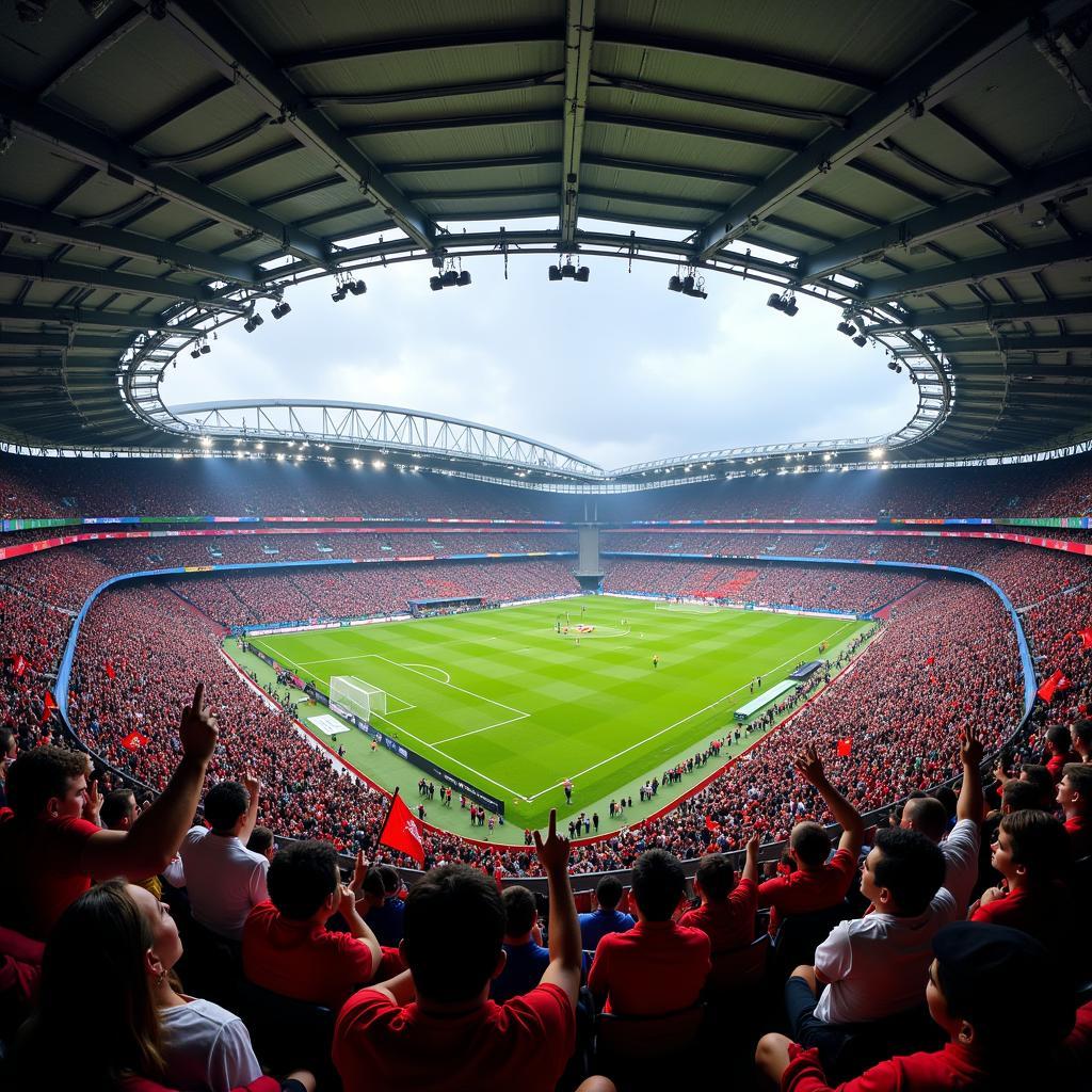 Football Fans Celebrating in Stadium