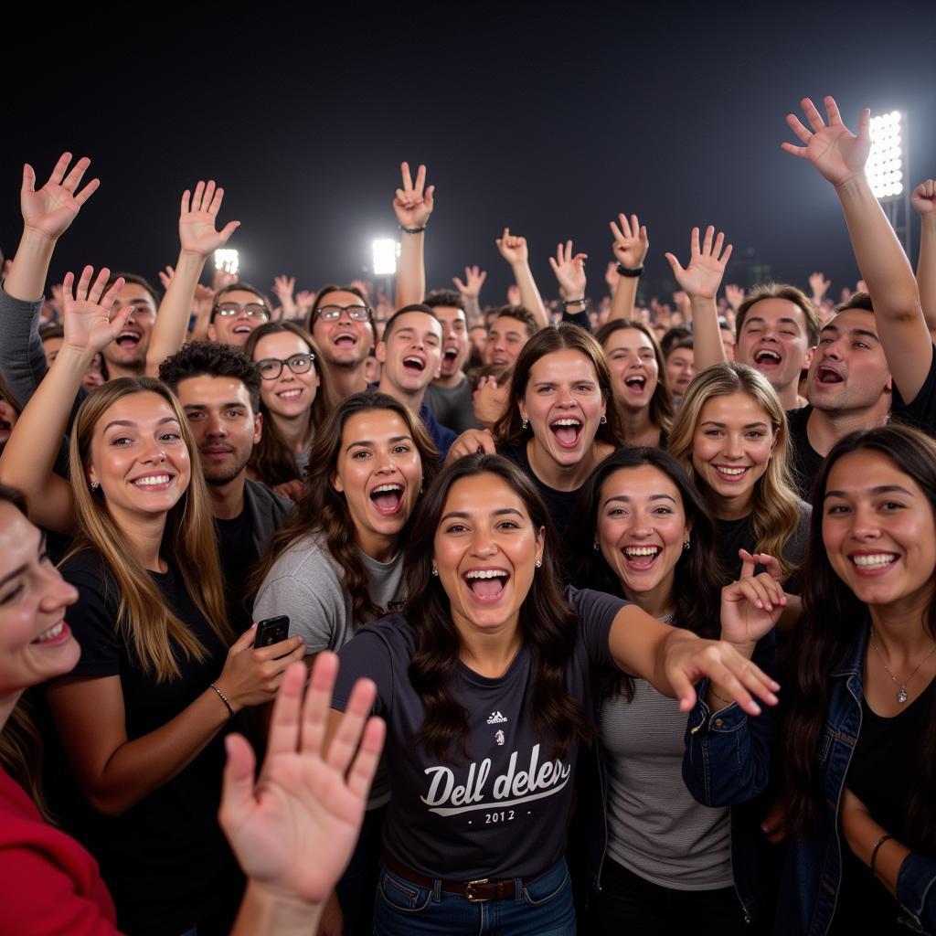 Image of diverse group of fans celebrating a victory