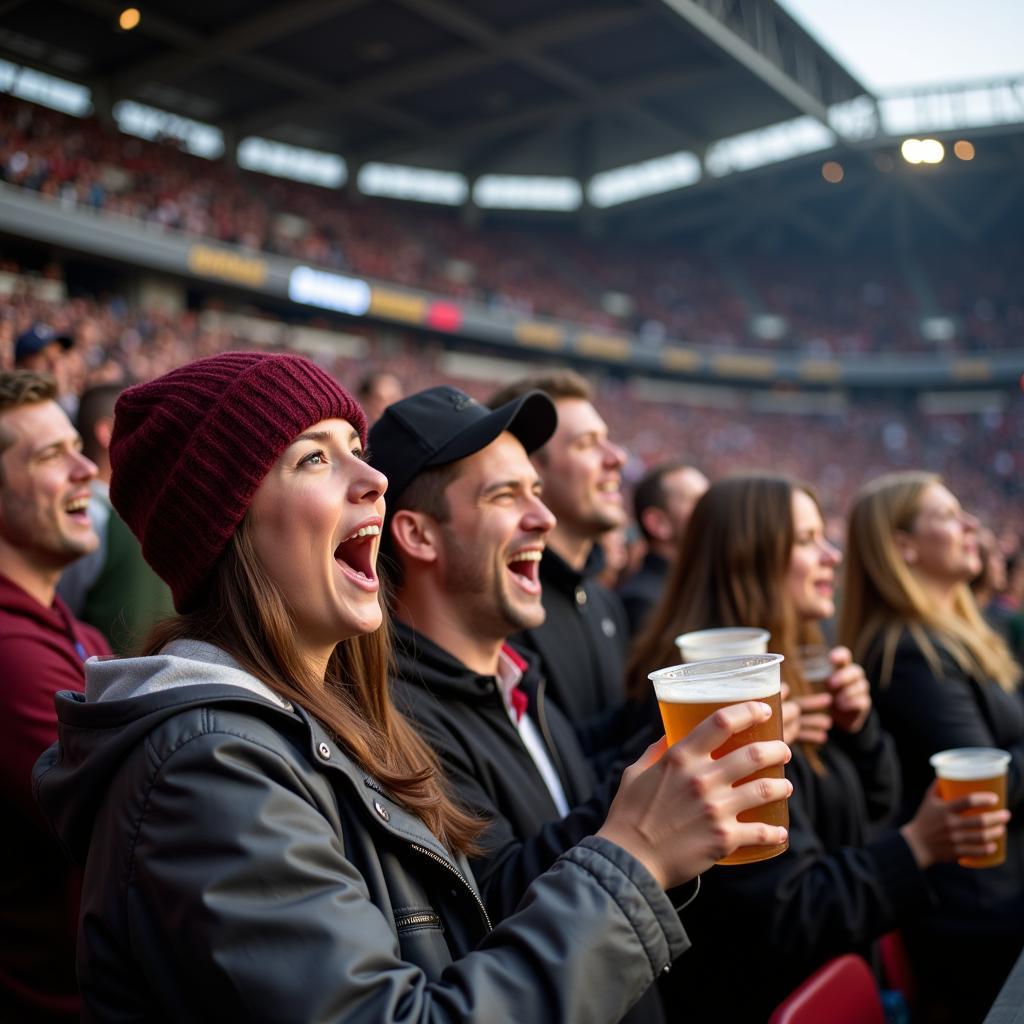 Fans consuming alcohol at a sporting event