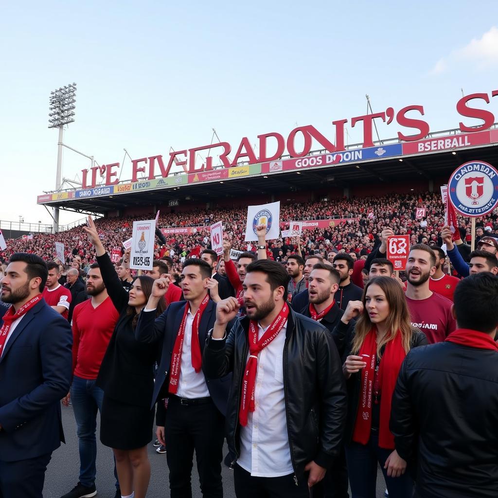 Fans Protesting Outside Football Stadium