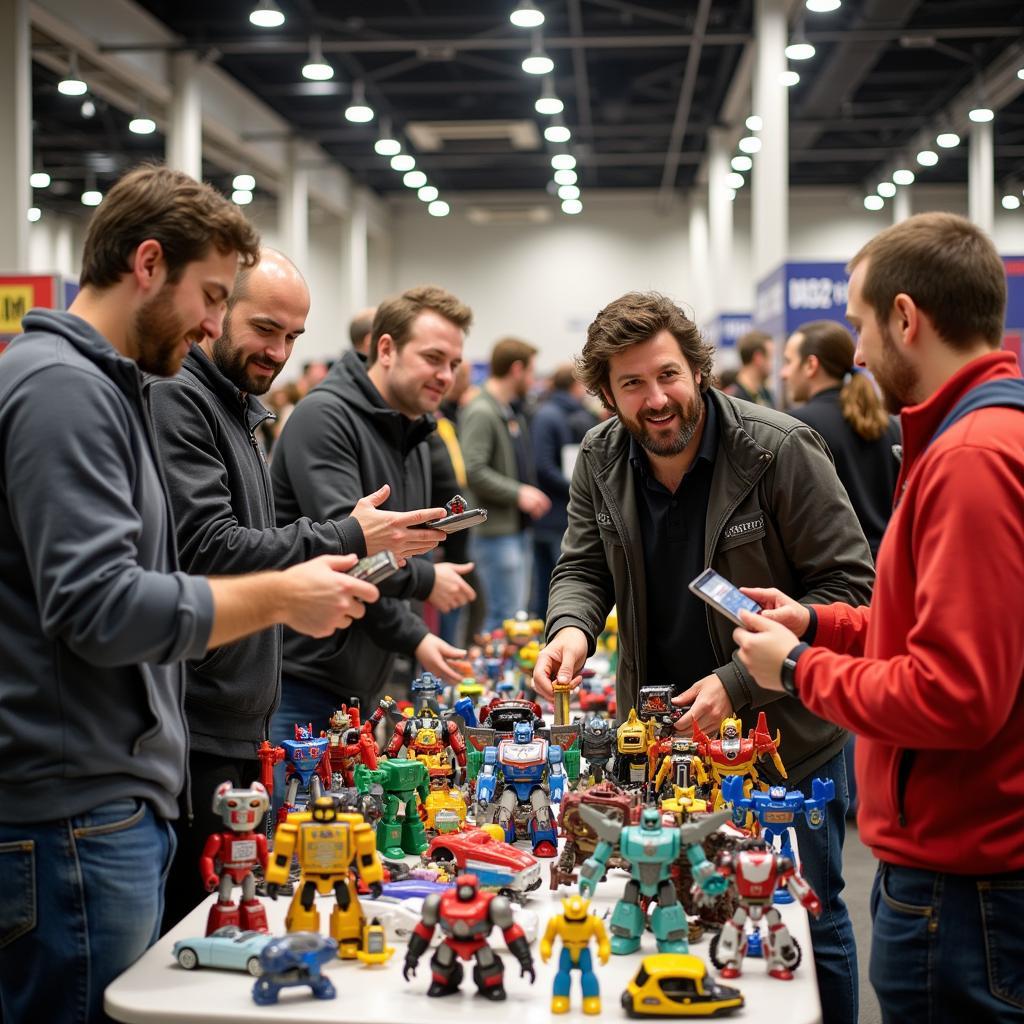 Fans Trading Monsterbots Figures at a Convention