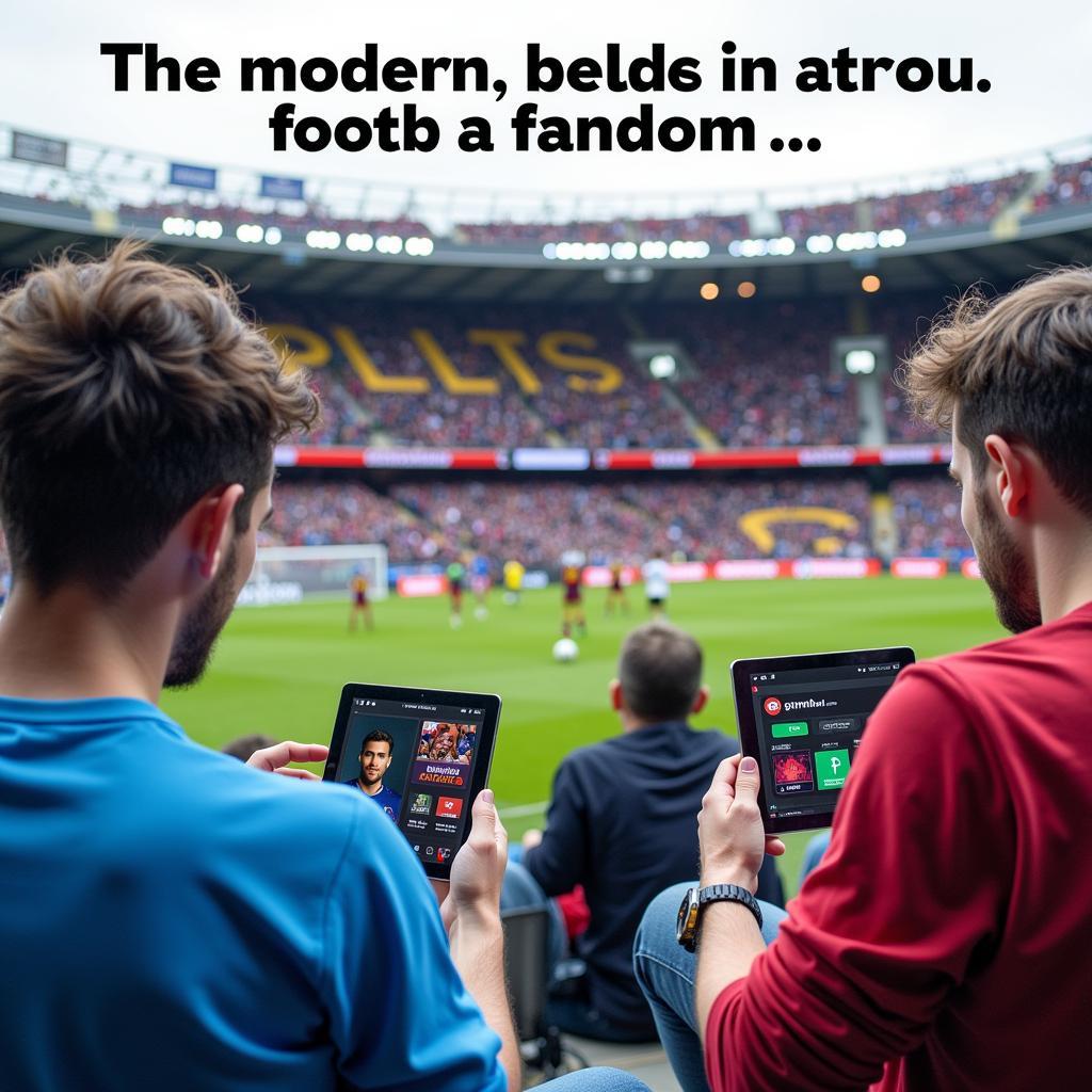 Fans glued to their phones and tablets, following a live football match