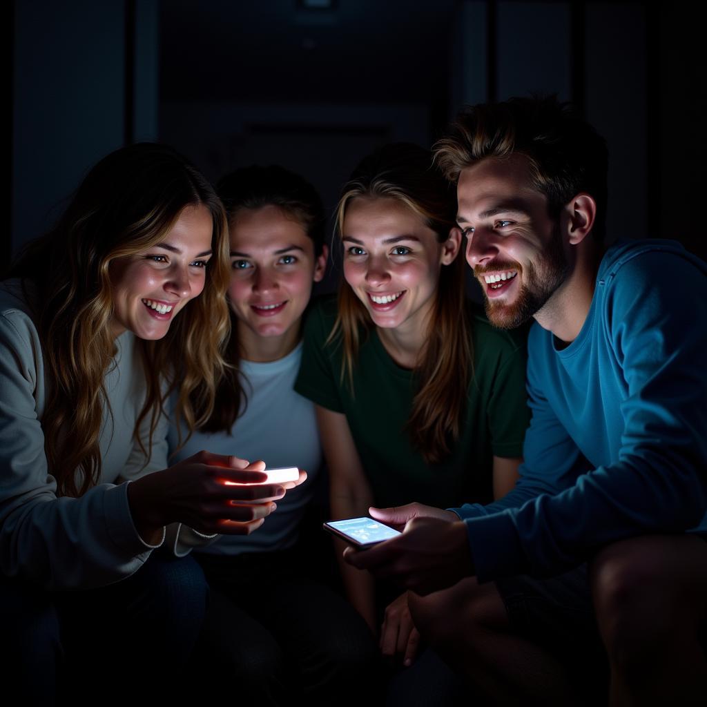 Fans watching a World Cup match on a mobile phone