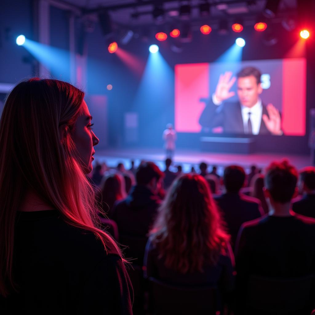 Fans engrossed in watching a livestream of Running Man Vietnam fan meeting