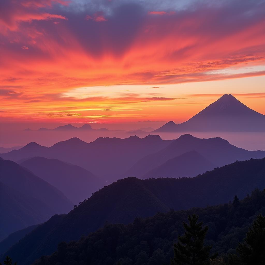 Mesmerizing sunset over Fansipan captured by the webcam