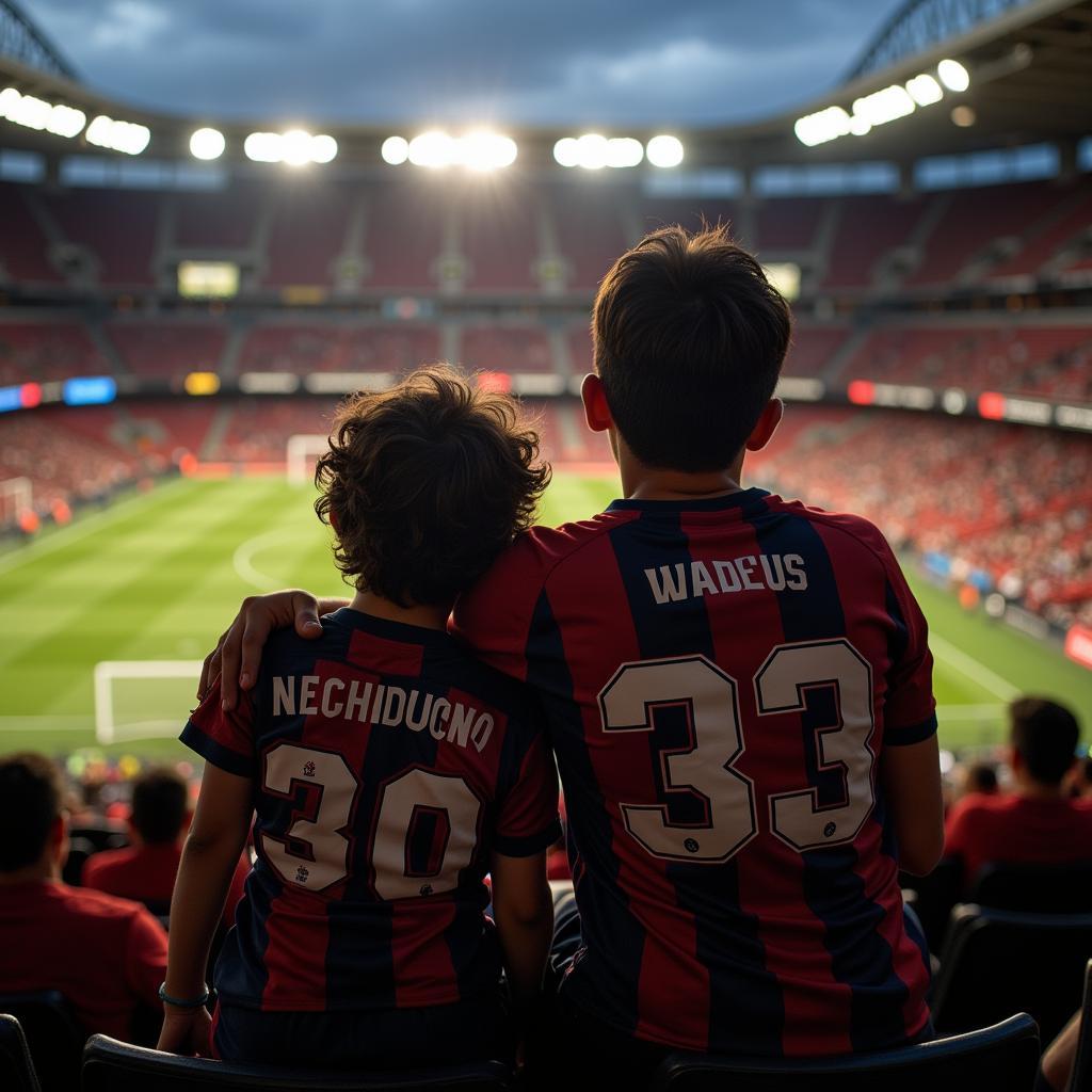 Father and son bonding over football