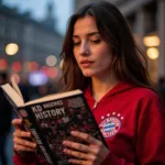 Female Bayern Munich Fan Reading a Book About Club History