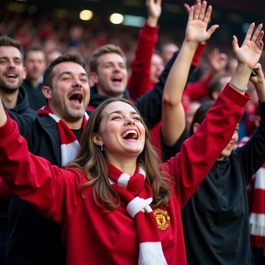 Female fan celebrating goal