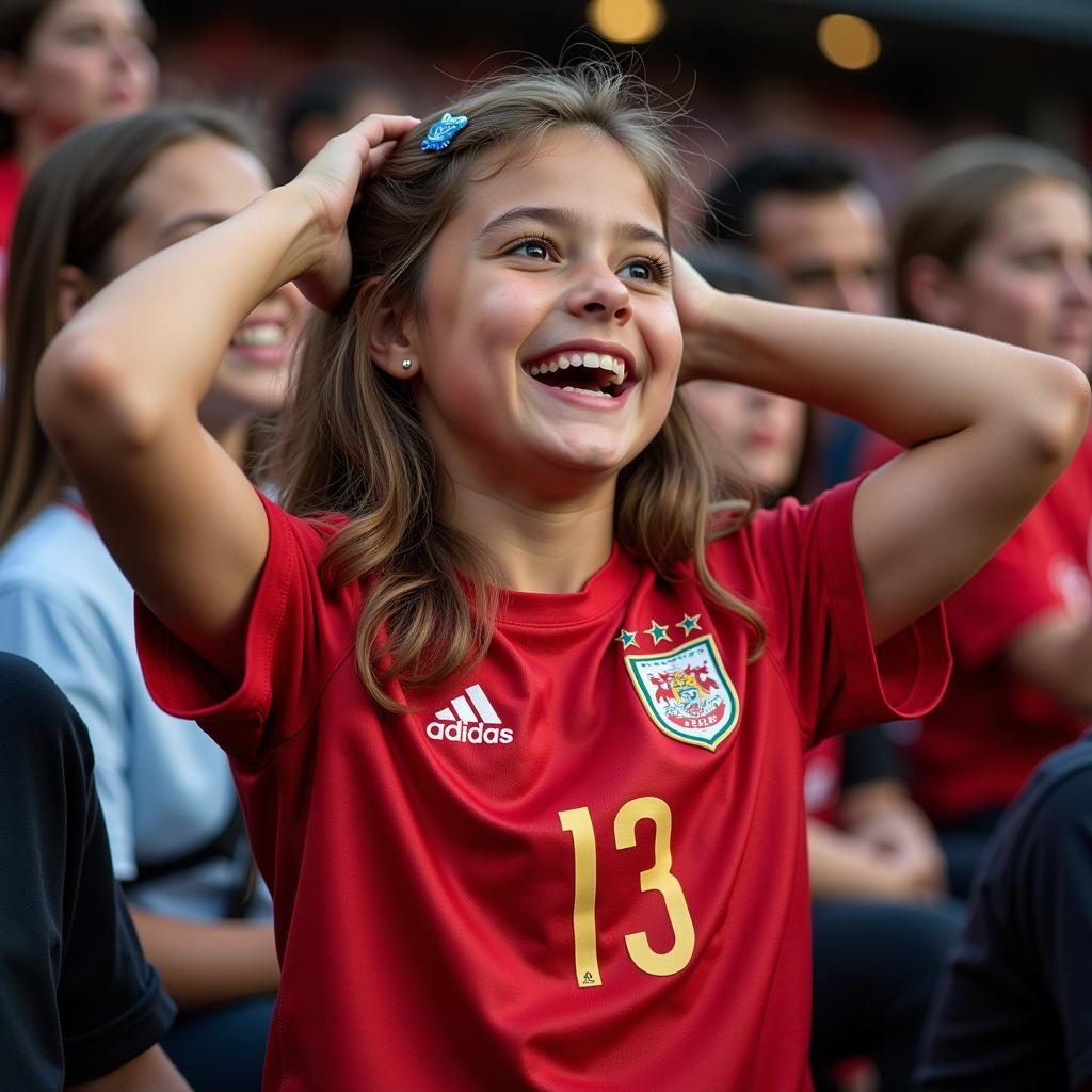 Female Fan Wearing U23 Vietnam Jersey with Pride