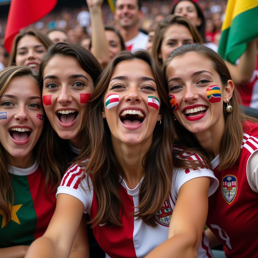 Female Fans Celebrating at the 2018 World Cup