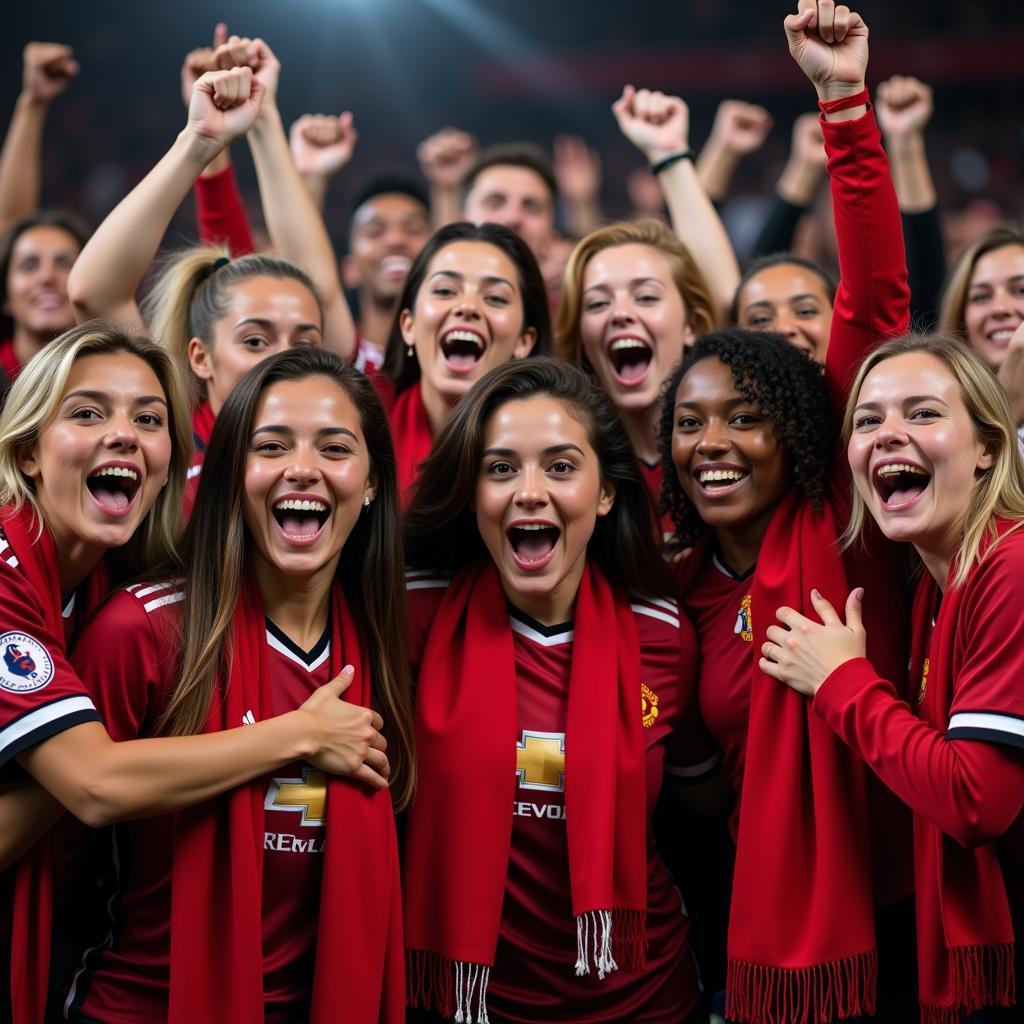 Female Manchester United Fans Celebrating